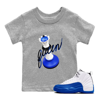 12s Blueberry shirts to match jordans 3D Queen best t shirts to wear with jordans AJ12 White and Game Royal match shoes to clothes SNRT Sneaker Tees Youth Baby Heather Grey 1 tee