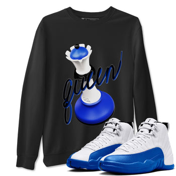 12s Blueberry shirts to match jordans 3D Queen best t shirts to wear with jordans AJ12 White and Game Royal match shoes to clothes SNRT Sneaker Tees unisex cotton Black 1 shirts