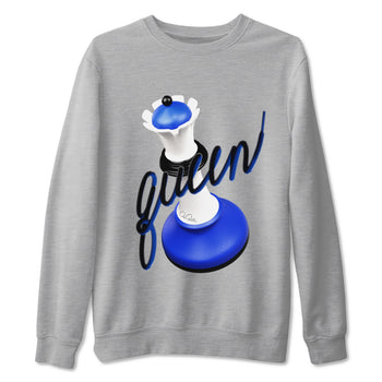 12s Blueberry shirts to match jordans 3D Queen best t shirts to wear with jordans AJ12 White and Game Royal match shoes to clothes SNRT Sneaker Tees unisex cotton Heather Grey 2 shirts