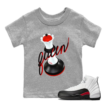 12s Taxi Flip shirts to match jordans 3D Queen sneaker match tees Air Jordan 12 Taxi Flip SNRT Sneaker Tees streetwear brand Baby and Youth Heather Grey 1 cotton tee