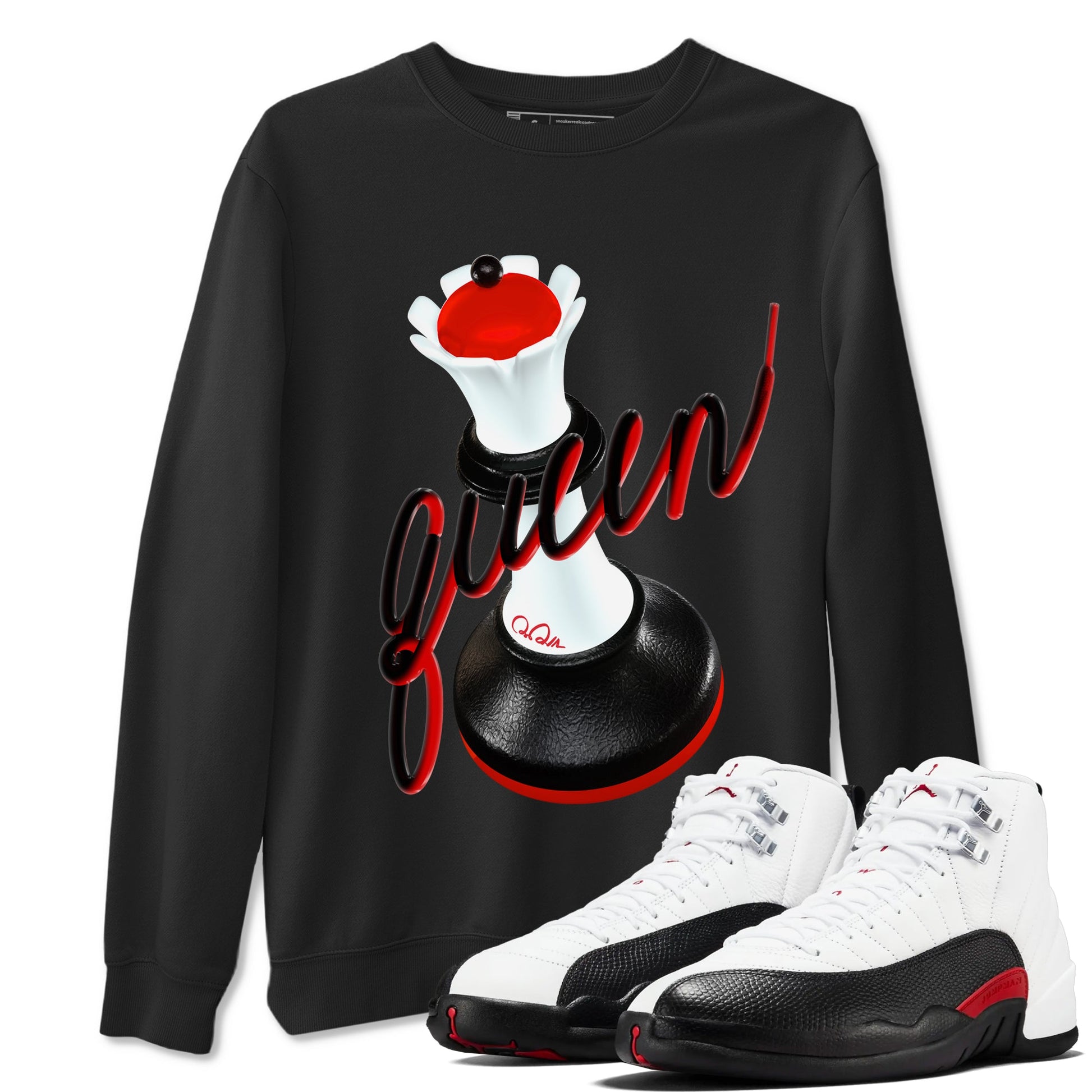 12s Taxi Flip shirts to match jordans 3D Queen sneaker match tees Air Jordan 12 Taxi Flip SNRT Sneaker Tees streetwear brand Black 1 unisex cotton tee