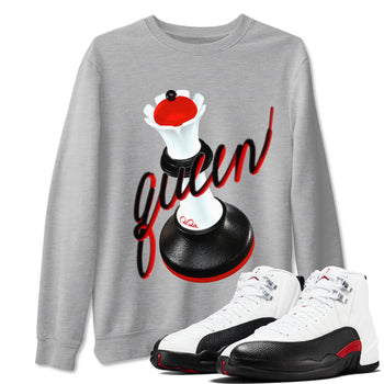 12s Taxi Flip shirts to match jordans 3D Queen sneaker match tees Air Jordan 12 Taxi Flip SNRT Sneaker Tees streetwear brand Heather Grey 1 unisex cotton tee