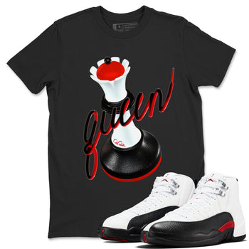 12s Taxi Flip shirts to match jordans 3D Queen sneaker match tees Air Jordan 12 Taxi Flip SNRT Sneaker Tees streetwear brand Black 1 unisex cotton tee