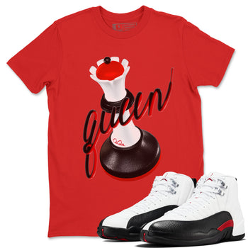 12s Taxi Flip shirts to match jordans 3D Queen sneaker match tees Air Jordan 12 Taxi Flip SNRT Sneaker Tees streetwear brand Red 1 unisex cotton tee