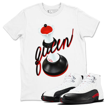 12s Taxi Flip shirts to match jordans 3D Queen sneaker match tees Air Jordan 12 Taxi Flip SNRT Sneaker Tees streetwear brand White 1 unisex cotton tee