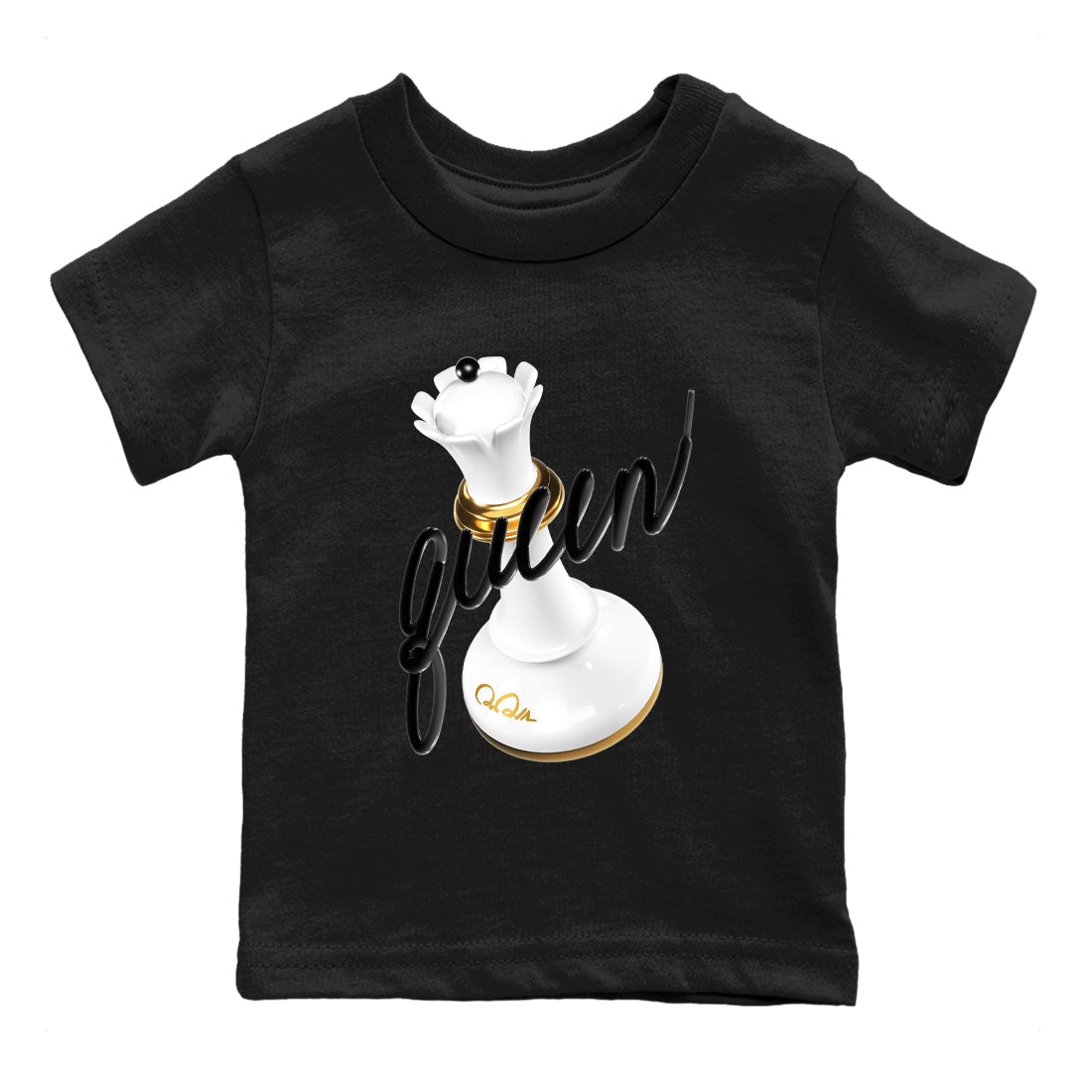 12s Taxi Sneaker match tees – Sneaker Tees To Match Air Jordan 12 Taxi Shoes – 3D Queen Kids T-Shirt Black 2