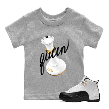 12s Taxi Sneaker match tees – Sneaker Tees To Match Air Jordan 12 Taxi Shoes – 3D Queen Kids T-Shirt Heather Grey 1