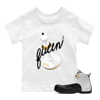 12s Taxi Sneaker match tees – Sneaker Tees To Match Air Jordan 12 Taxi Shoes – 3D Queen Kids T-Shirt White 1
