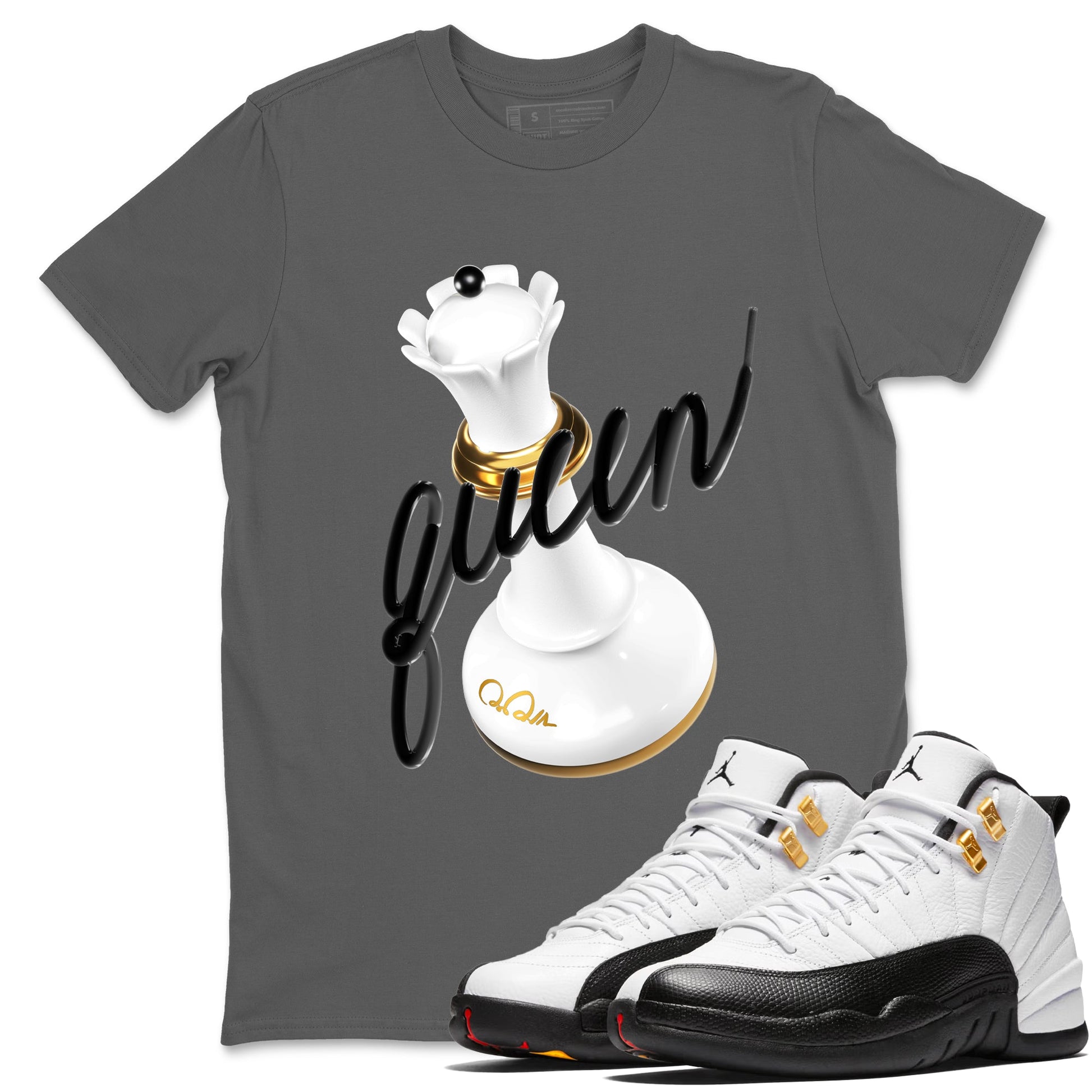 12s Taxi Sneaker match tees – Sneaker Tees To Match Air Jordan 12 Taxi Shoes – 3D Queen Tee Cool Grey 1