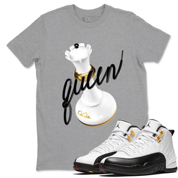 12s Taxi Sneaker match tees – Sneaker Tees To Match Air Jordan 12 Taxi Shoes – 3D Queen Tee Heather Grey 1