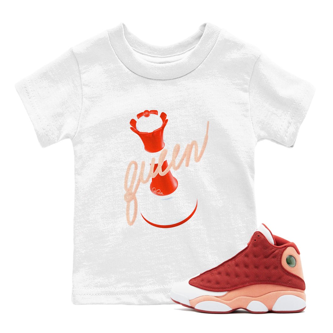 13s Dune Red shirts to match jordans 3D Queen sneaker match tees Air Jordan 13 Dune Red SNRT Sneaker Tees streetwear brand Baby and Youth White 1 cotton tee