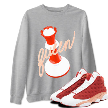 13s Dune Red shirts to match jordans 3D Queen sneaker match tees Air Jordan 13 Dune Red SNRT Sneaker Tees streetwear brand Heather Grey 1 unisex cotton tee