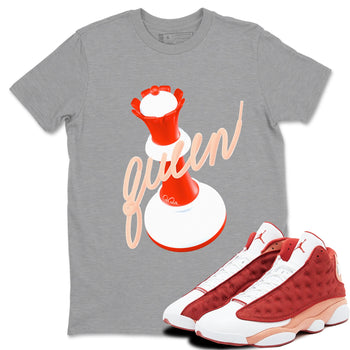 13s Dune Red shirts to match jordans 3D Queen sneaker match tees Air Jordan 13 Dune Red SNRT Sneaker Tees streetwear brand Heather Grey 1 unisex cotton tee