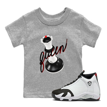 14s Black Toe shirts to match jordans 3D Queen graphic tees Air Jordan 14 Black Toe t shirts to match sneakers SNRT Sneaker Tees Youth Baby Heather Grey 1 tee