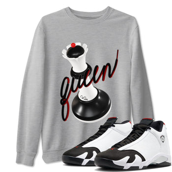14s Black Toe shirts to match jordans 3D Queen graphic tees Air Jordan 14 Black Toe t shirts to match sneakers SNRT Sneaker Tees unisex cotton Heather Grey 1 shirts