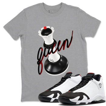 14s Black Toe shirts to match jordans 3D Queen graphic tees Air Jordan 14 Black Toe t shirts to match sneakers SNRT Sneaker Tees unisex cotton Heather Grey 1 shirts