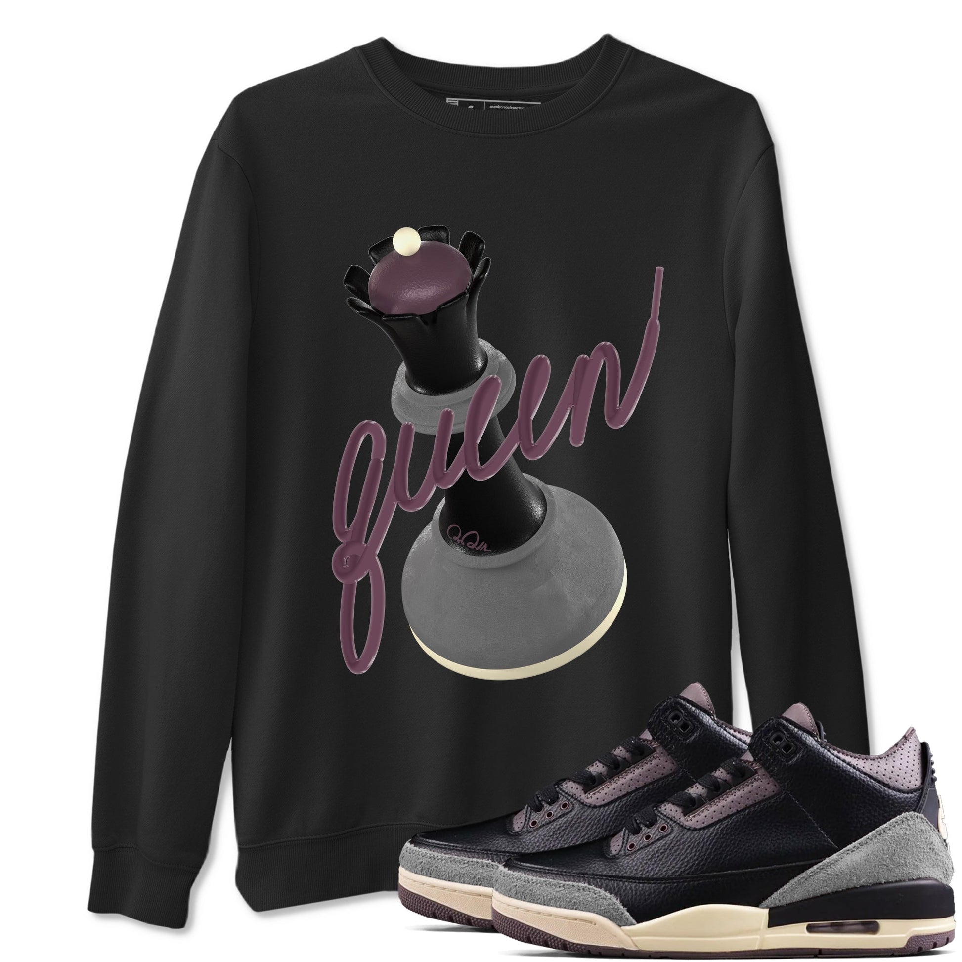 3s A Ma Maniere x Black shirts to match jordans 3D Queen sneaker match tees A Ma Maniere x Air Jordan 3 _hile You Were Sleeping_neaker Release Tees unisex cotton Black 1 crew neck shirts