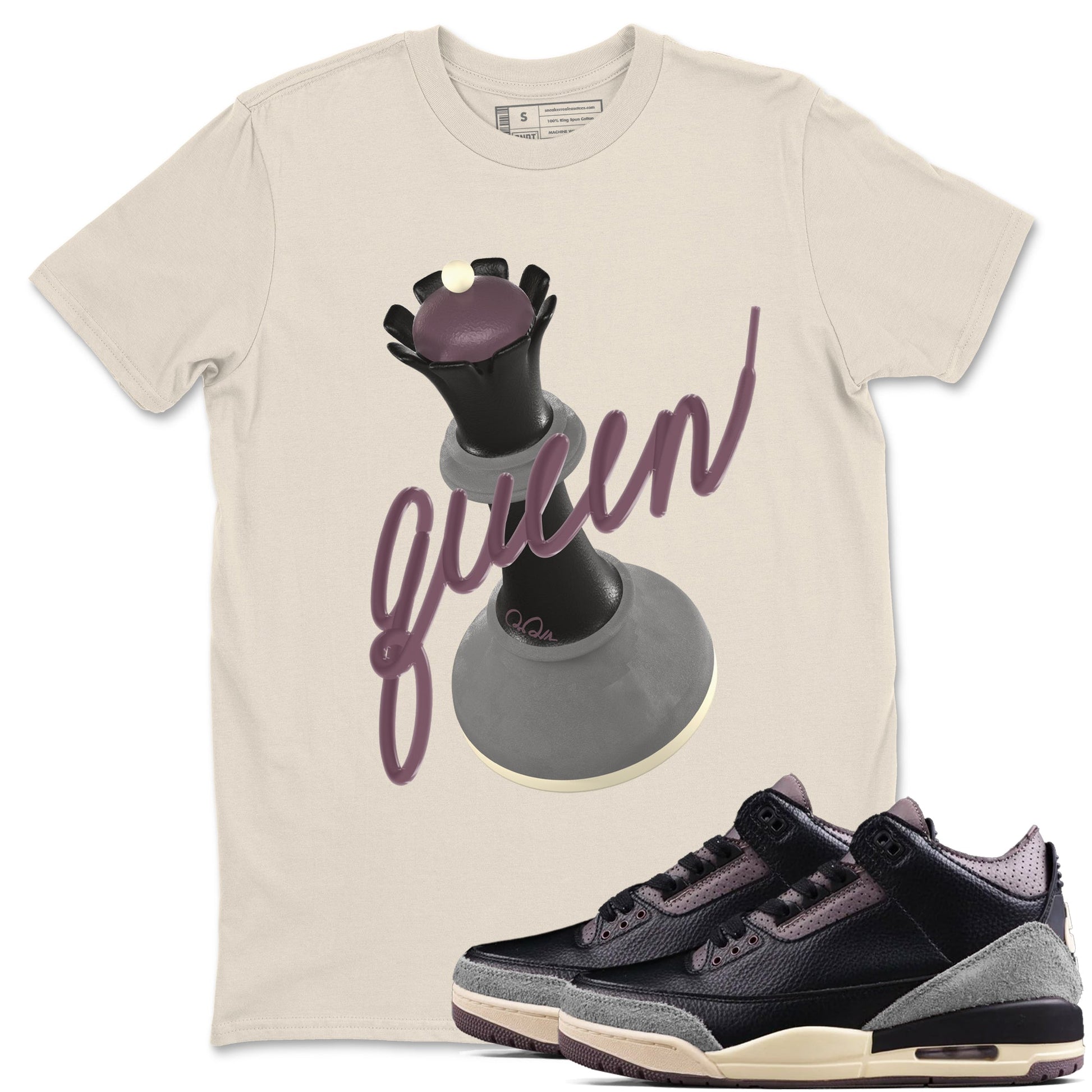 3s A Ma Maniere x Black shirts to match jordans 3D Queen sneaker match tees A Ma Maniere x Air Jordan 3 _hile You Were Sleeping_neaker Release Tees unisex cotton Natural 1 crew neck shirts