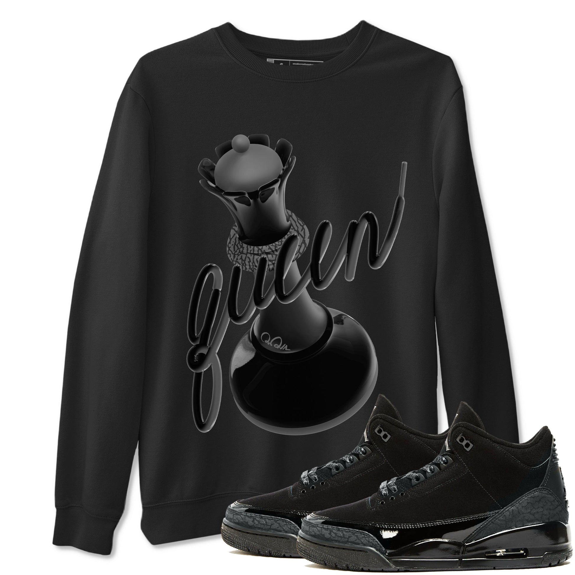Air Jordan 3 Black Cat shirts to match jordans 3D Queen sneaker tees 3s Retro Black Cat best t-shirts to wear with jordans SNRT Sneaker Tees unisex cotton Black 1 shirts