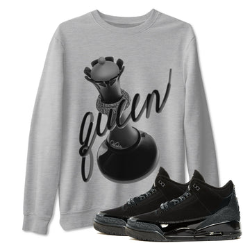 Air Jordan 3 Black Cat shirts to match jordans 3D Queen sneaker tees 3s Retro Black Cat best t-shirts to wear with jordans SNRT Sneaker Tees unisex cotton Heather Grey 1 shirts