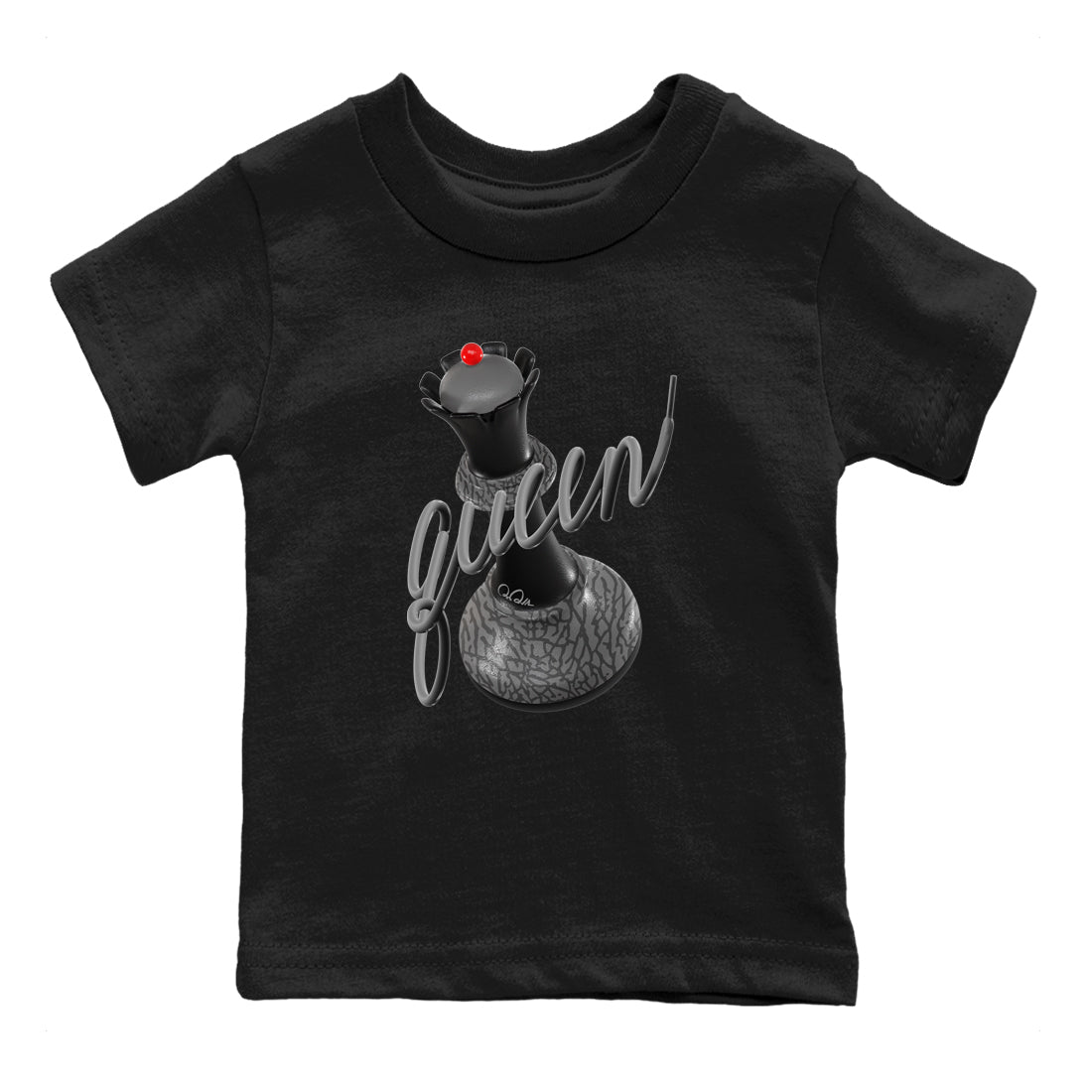 3s Black Cement shirts to match jordans 3D Queen sneaker match tees Air Jordan 3 Black Cement match shoes to clothes SNRT Sneaker Tees Youth Baby Black 2 tee