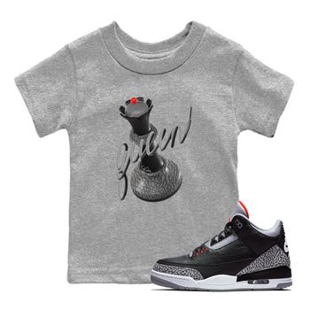 3s Black Cement shirts to match jordans 3D Queen sneaker match tees Air Jordan 3 Black Cement match shoes to clothes SNRT Sneaker Tees Youth Baby Heather Grey 1 tee