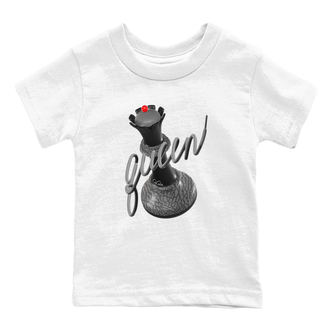 3s Black Cement shirts to match jordans 3D Queen sneaker match tees Air Jordan 3 Black Cement match shoes to clothes SNRT Sneaker Tees Youth Baby White 2 tee