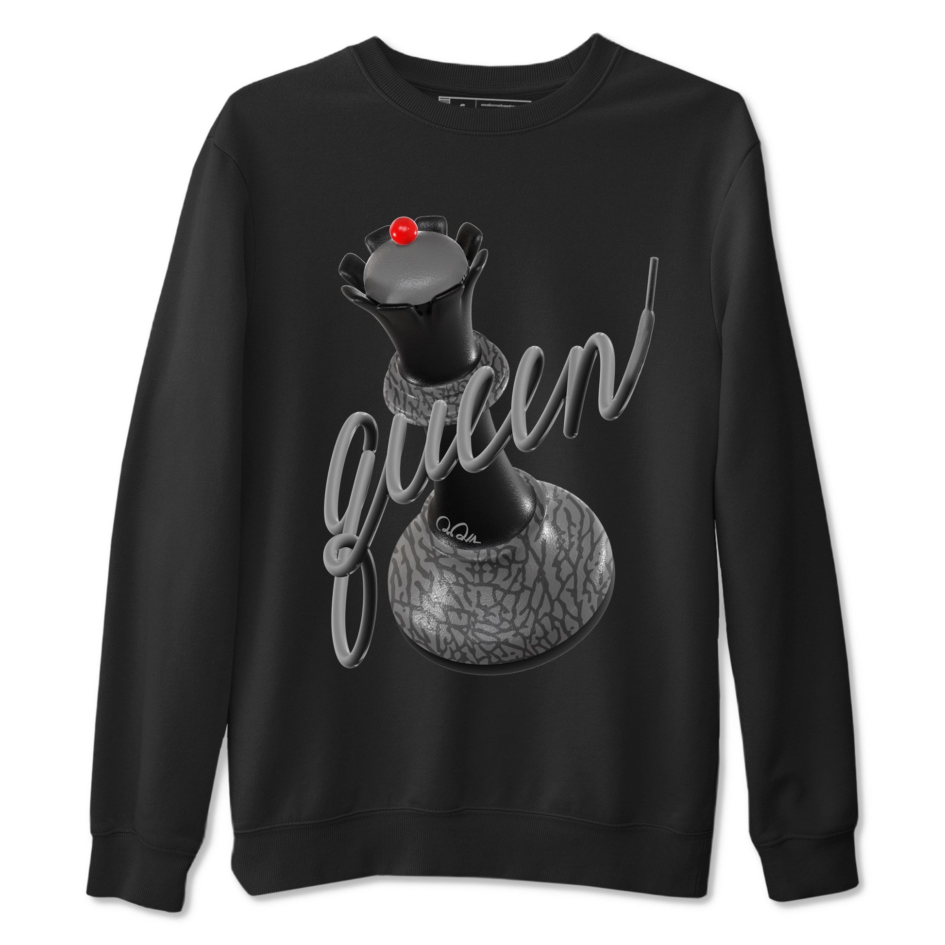 3s Black Cement shirts to match jordans 3D Queen sneaker match tees Air Jordan 3 Black Cement match shoes to clothes SNRT Sneaker Tees unisex cotton Black 2 shirts