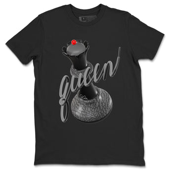 3s Black Cement shirts to match jordans 3D Queen sneaker match tees Air Jordan 3 Black Cement match shoes to clothes SNRT Sneaker Tees unisex cotton Black 2 shirts