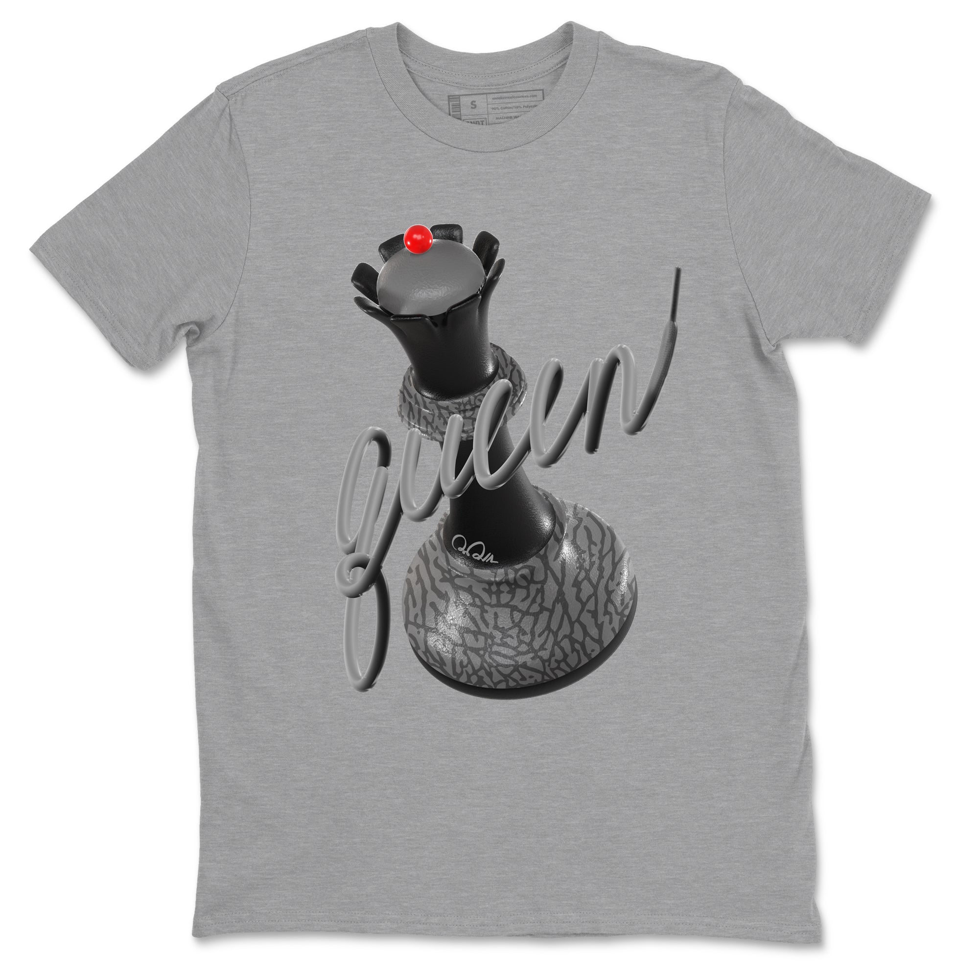 3s Black Cement shirts to match jordans 3D Queen sneaker match tees Air Jordan 3 Black Cement match shoes to clothes SNRT Sneaker Tees unisex cotton Heather Grey 2 shirts