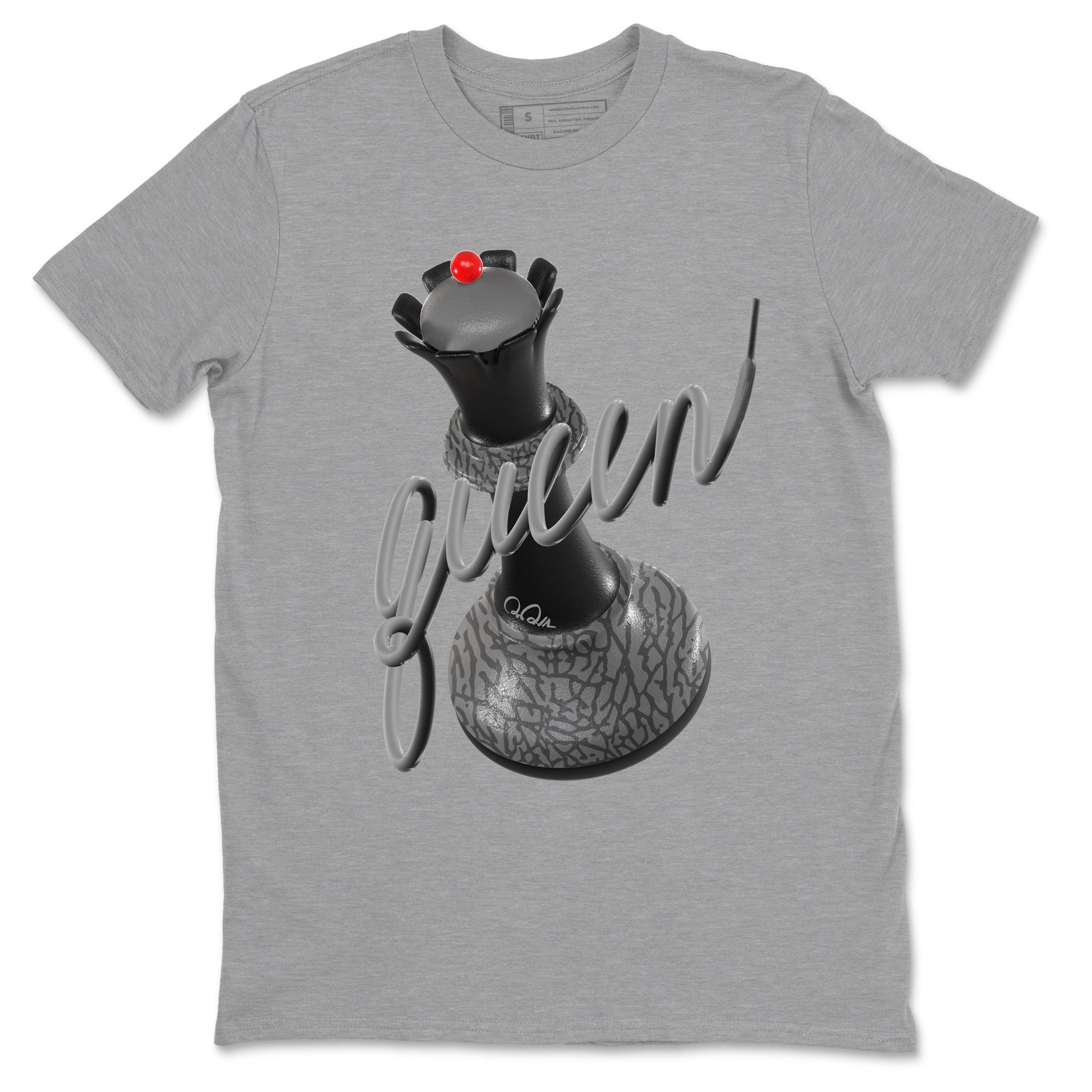 3s Black Cement shirts to match jordans 3D Queen sneaker match tees Air Jordan 3 Black Cement match shoes to clothes SNRT Sneaker Tees unisex cotton Heather Grey 2 shirts