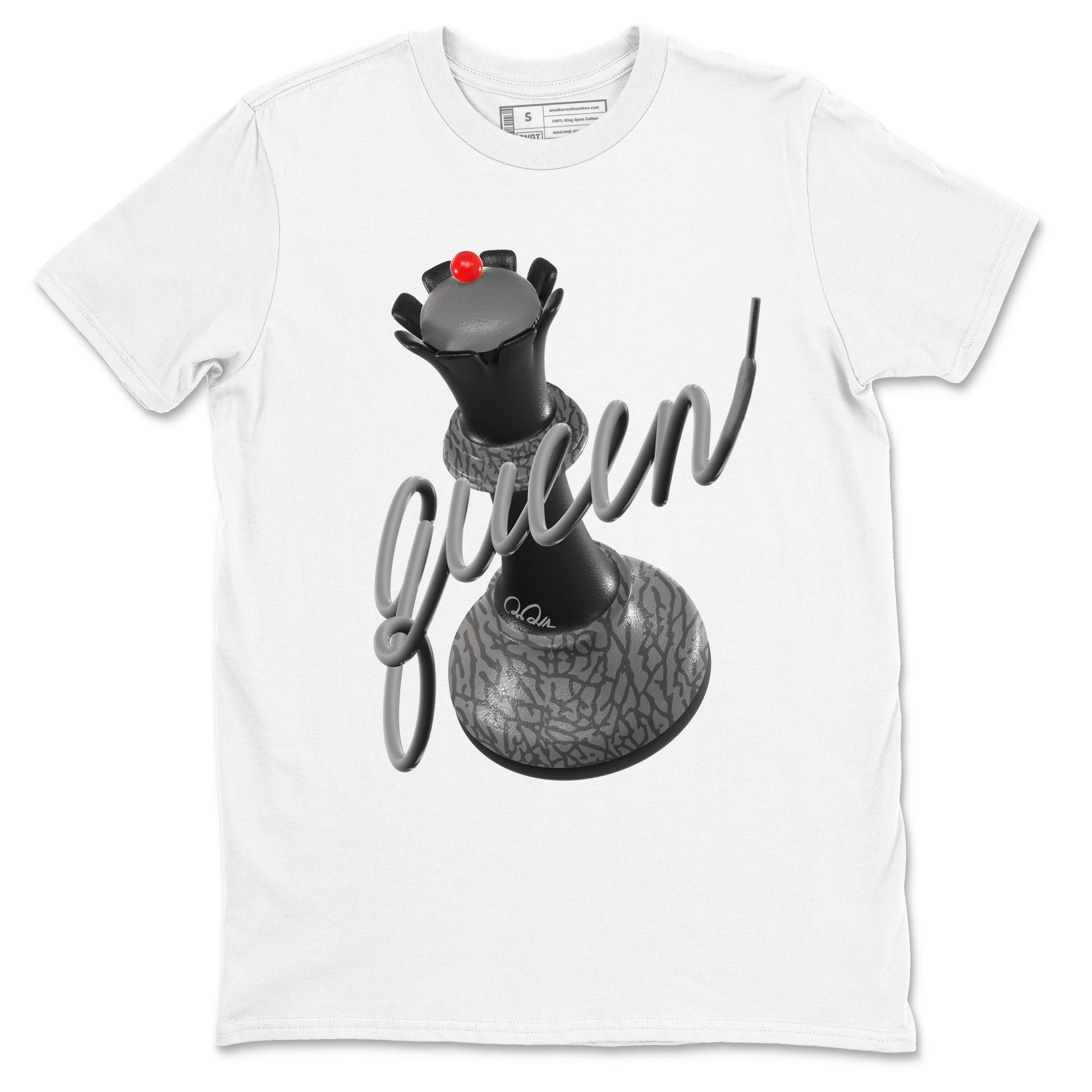 3s Black Cement shirts to match jordans 3D Queen sneaker match tees Air Jordan 3 Black Cement match shoes to clothes SNRT Sneaker Tees unisex cotton White 2 shirts