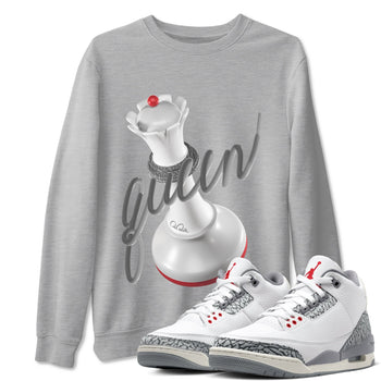 3s Cement Grey shirts to match jordans 3D Queen sneaker match tees Air Jordan 3 Cement Grey SNRT Sneaker Release Tees unisex cotton Heather Grey 1 crew neck shirts