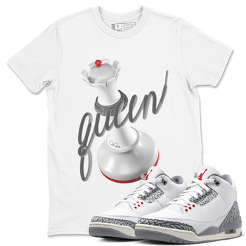 3s Cement Grey shirts to match jordans 3D Queen sneaker match tees Air Jordan 3 Cement Grey SNRT Sneaker Release Tees unisex cotton White 1 crew neck shirts