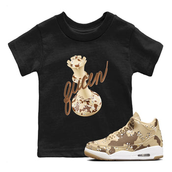 AJ3 Desert Camo shirts to match jordans 3D Queen sneaker match tees Air Jordan 3 Desert Camo SNRT Sneaker Tees streetwear brand Baby and Youth Black 1 cotton tee