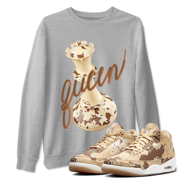 AJ3 Desert Camo shirts to match jordans 3D Queen sneaker match tees Air Jordan 3 Desert Camo SNRT Sneaker Tees streetwear brand Heather Grey 1 unisex cotton tee