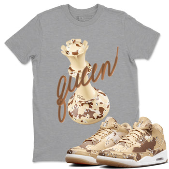 AJ3 Desert Camo shirts to match jordans 3D Queen sneaker match tees Air Jordan 3 Desert Camo SNRT Sneaker Tees streetwear brand Heather Grey 1 unisex cotton tee