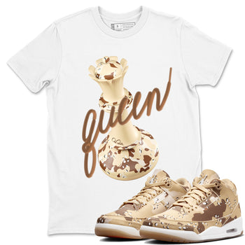 AJ3 Desert Camo shirts to match jordans 3D Queen sneaker match tees Air Jordan 3 Desert Camo SNRT Sneaker Tees streetwear brand White 1 unisex cotton tee