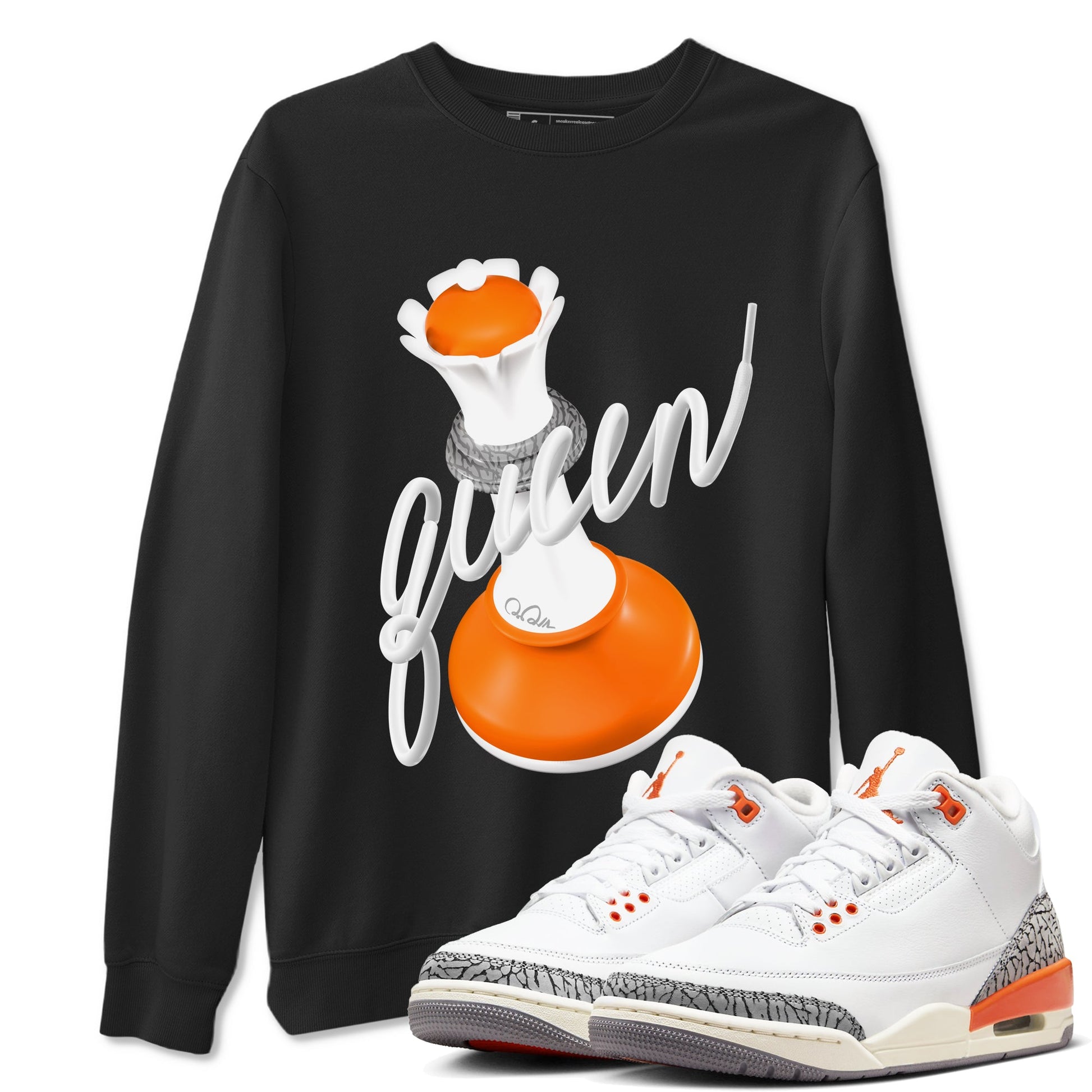 3s Georgia Peach shirt to match jordans 3D Queen sneaker tees Air Jordan 3 Georgia Peach SNRT Sneaker Release Tees unisex cotton Black 1 crew neck shirt