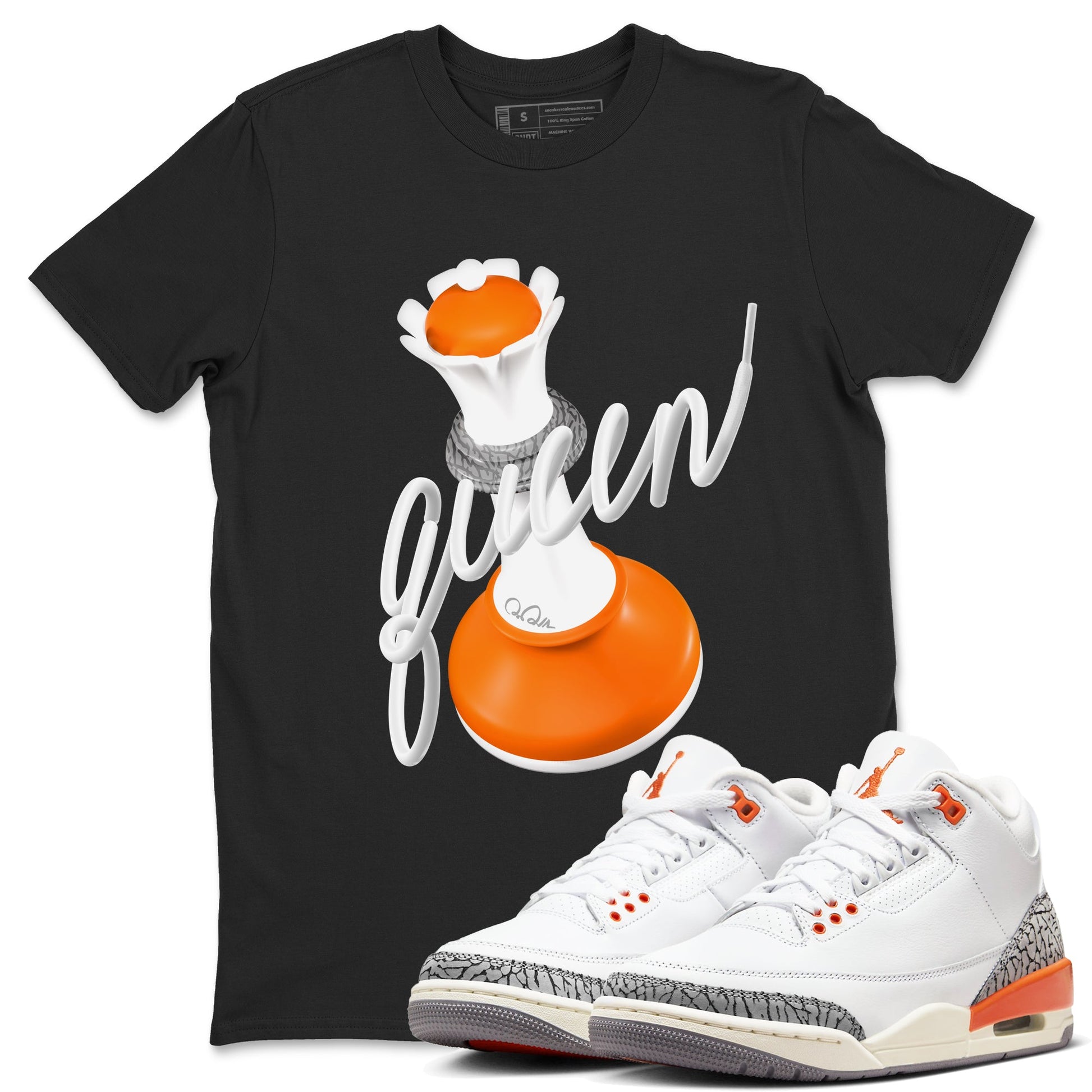 3s Georgia Peach shirt to match jordans 3D Queen sneaker tees Air Jordan 3 Georgia Peach SNRT Sneaker Release Tees unisex cotton Black 1 crew neck shirt