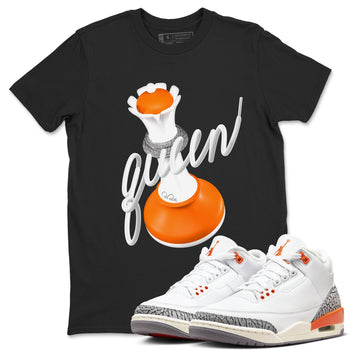 3s Georgia Peach shirt to match jordans 3D Queen sneaker tees Air Jordan 3 Georgia Peach SNRT Sneaker Release Tees unisex cotton Black 1 crew neck shirt
