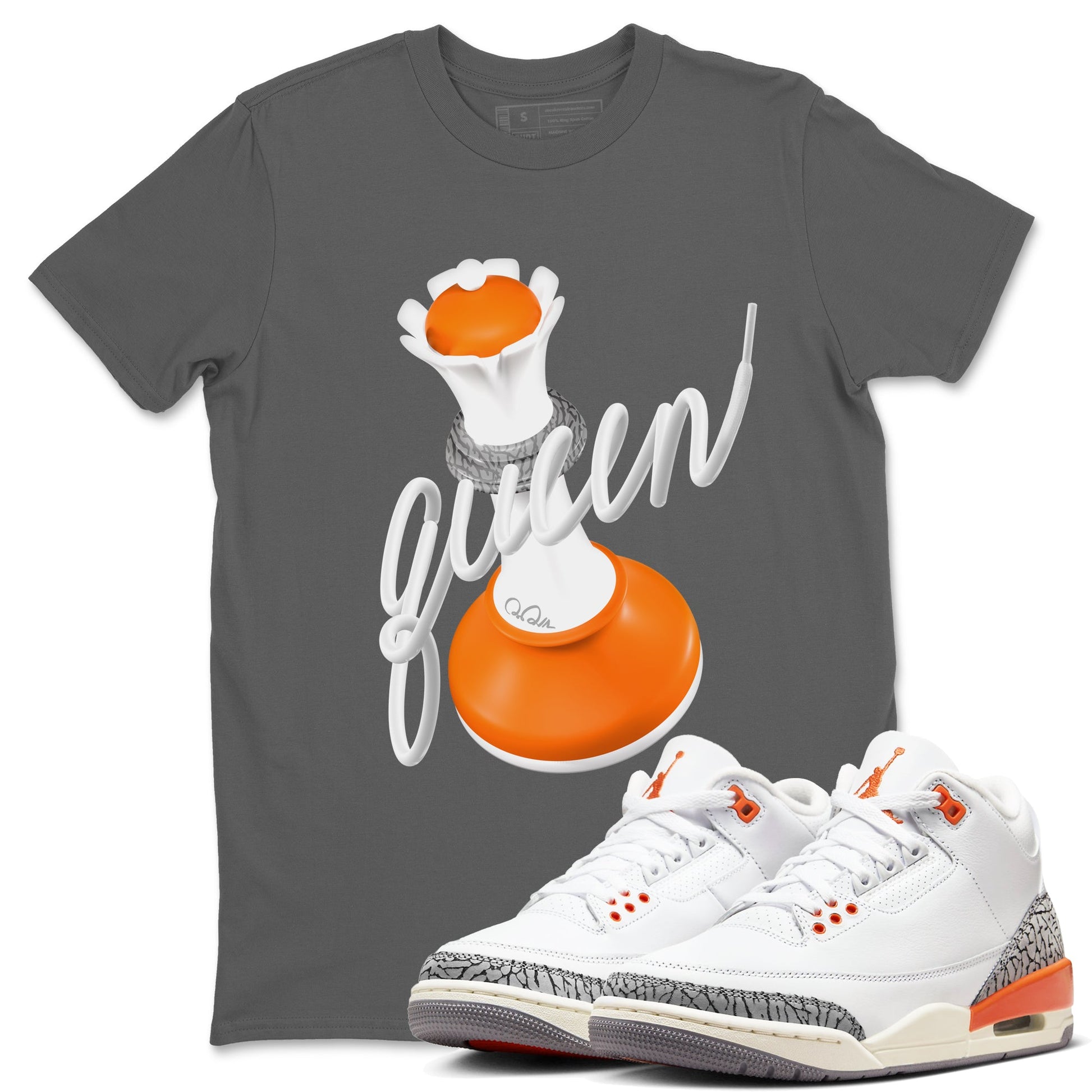 3s Georgia Peach shirt to match jordans 3D Queen sneaker tees Air Jordan 3 Georgia Peach SNRT Sneaker Release Tees unisex cotton Cool Grey 1 crew neck shirt