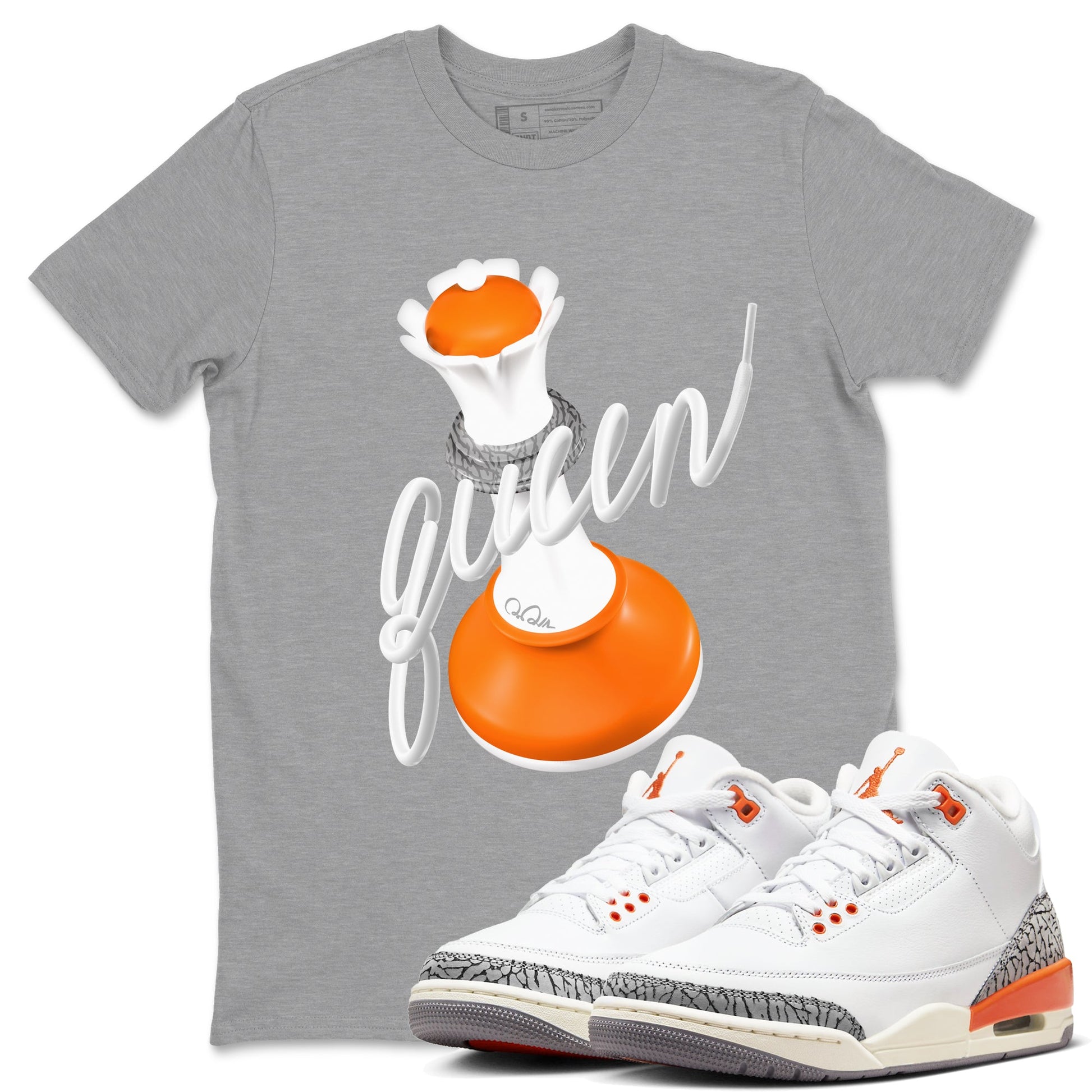 3s Georgia Peach shirt to match jordans 3D Queen sneaker tees Air Jordan 3 Georgia Peach SNRT Sneaker Release Tees unisex cotton Heather Grey 1 crew neck shirt