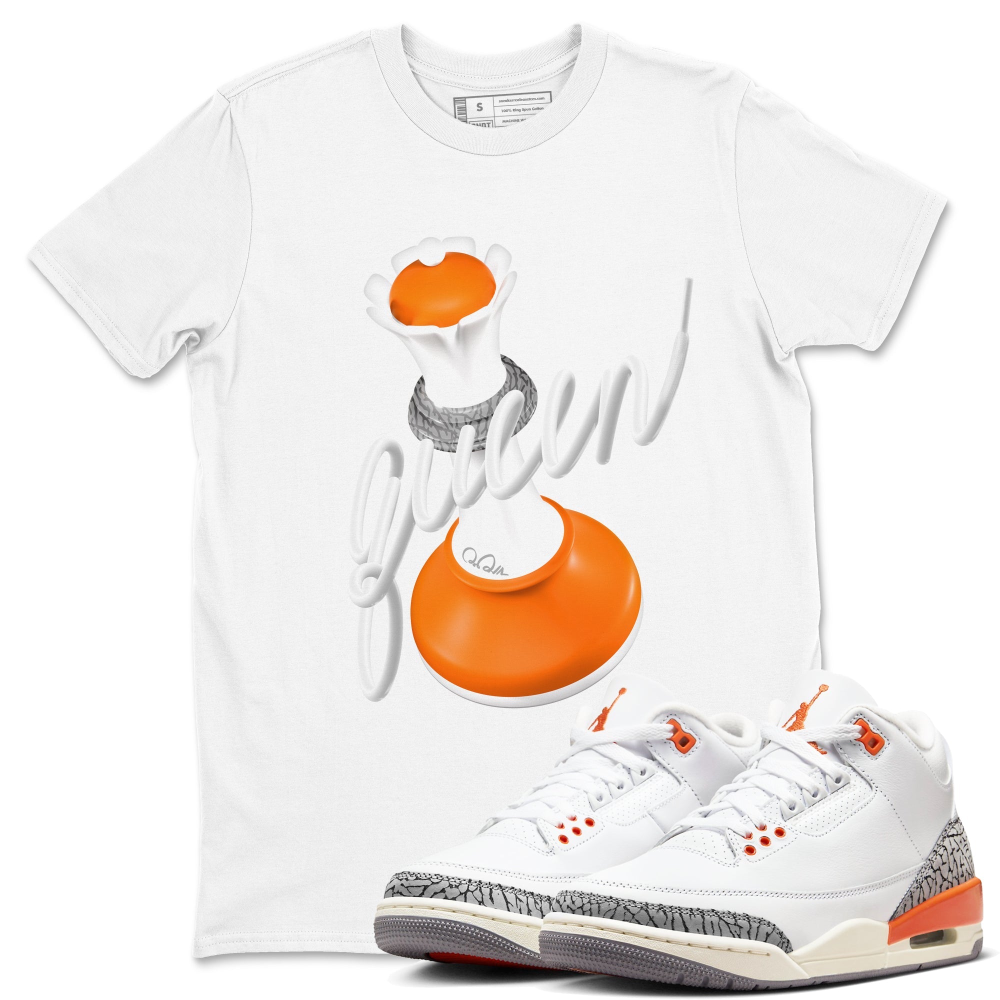 3s Georgia Peach shirt to match jordans 3D Queen sneaker tees Air Jordan 3 Georgia Peach SNRT Sneaker Release Tees unisex cotton White 1 crew neck shirt