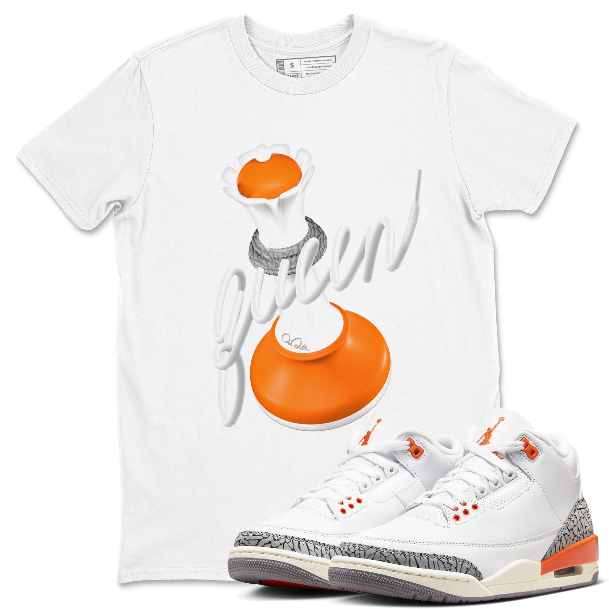 3s Georgia Peach shirt to match jordans 3D Queen sneaker tees Air Jordan 3 Georgia Peach SNRT Sneaker Release Tees unisex cotton White 1 crew neck shirt