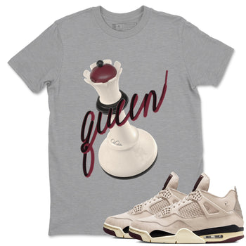 4s A Ma Maniere x Fossil Stone shirts to match jordans 3D Queen sneaker match tees Air Jordan 4 A Ma Maniere x Fossil Stone match shoes to clothes SNRT Sneaker Tees unisex cotton Heather Grey 1 shirts