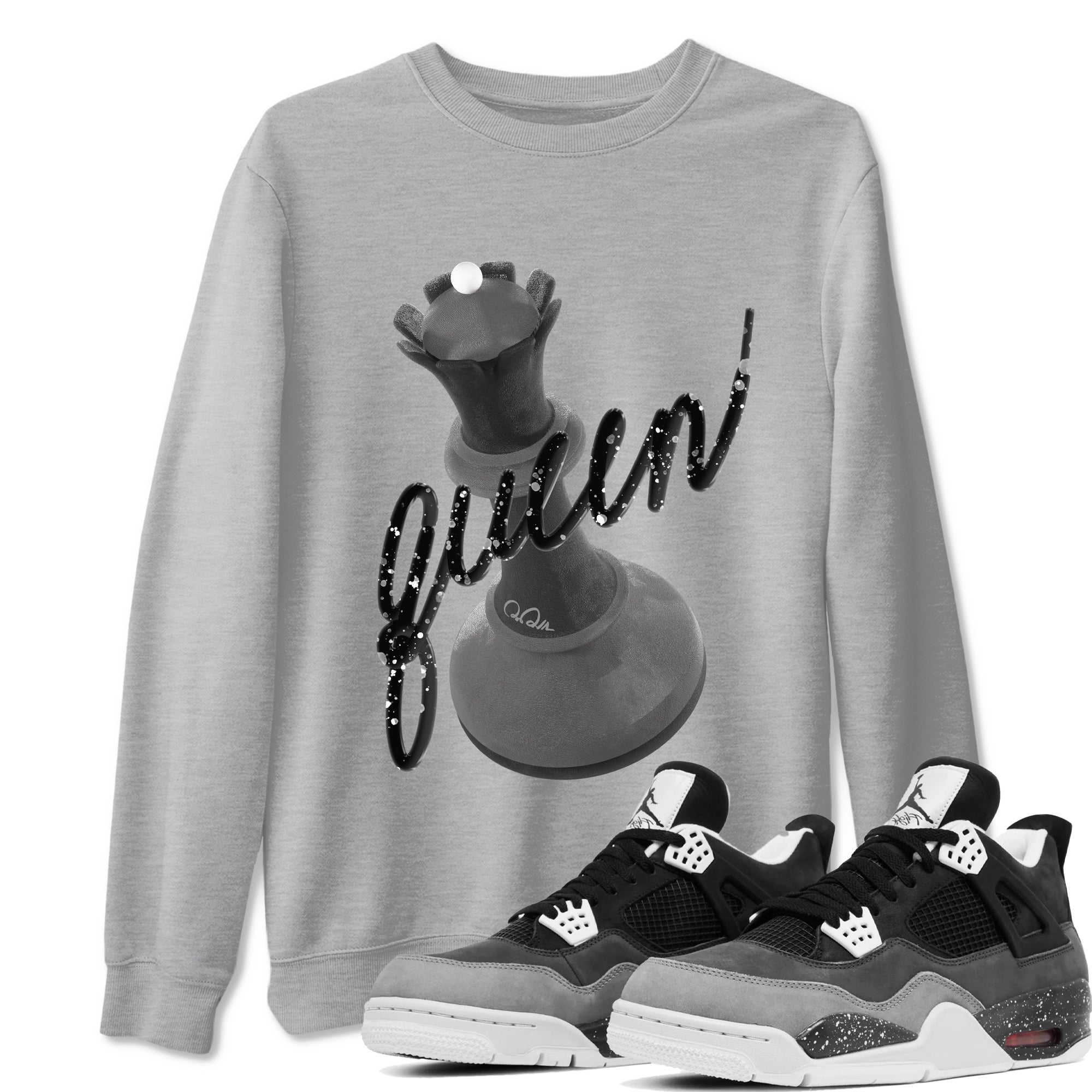 4s Fear shirts to match jordans 3D Queen sneaker match tees Air Jordan 4 Fear match shoes to clothes SNRT Sneaker Tees unisex cotton Heather Grey 1 shirts