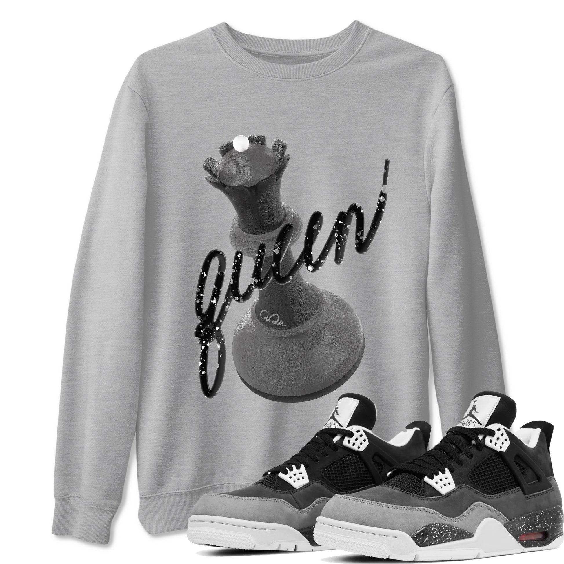 4s Fear shirts to match jordans 3D Queen sneaker match tees Air Jordan 4 Fear match shoes to clothes SNRT Sneaker Tees unisex cotton Heather Grey 1 shirts