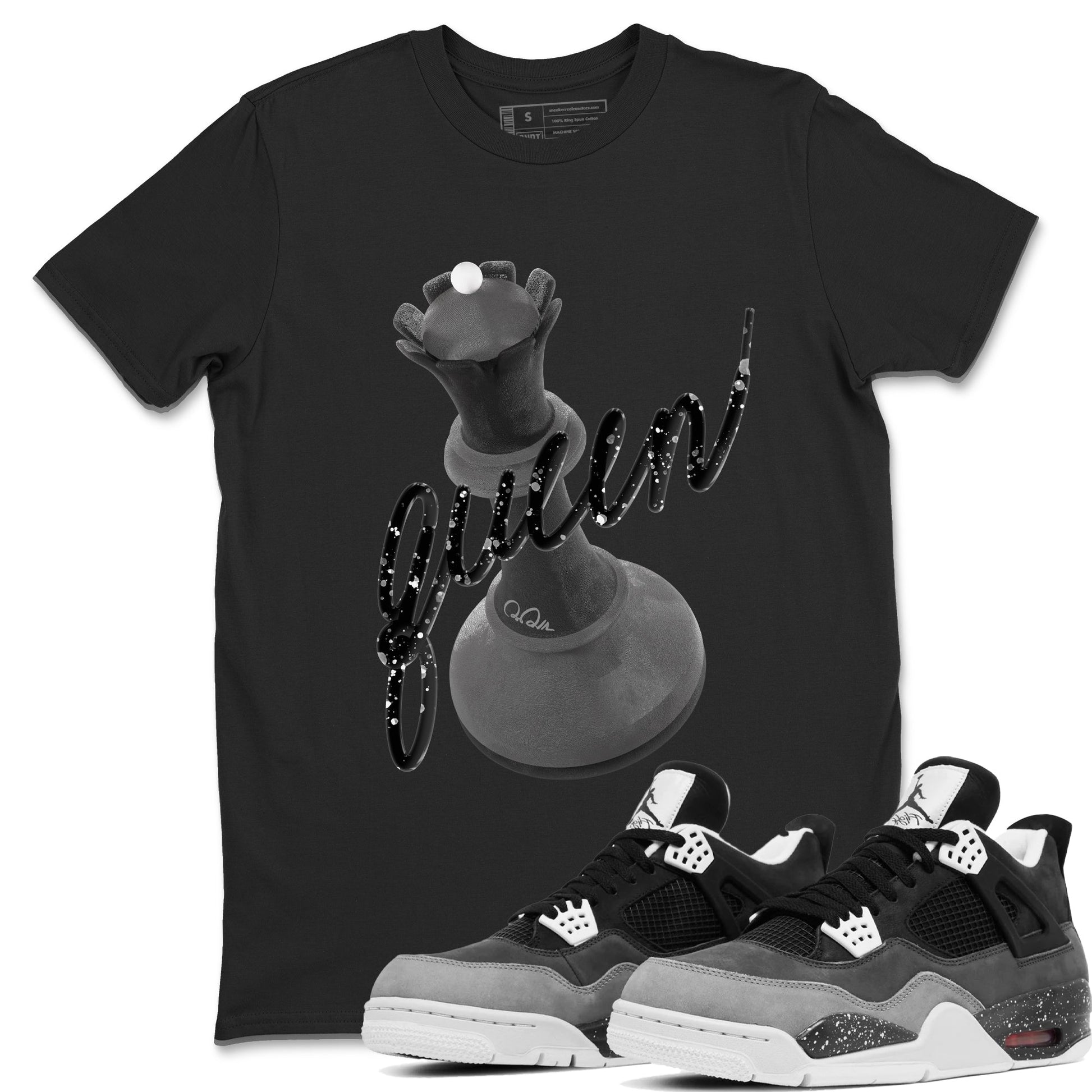 4s Fear shirts to match jordans 3D Queen sneaker match tees Air Jordan 4 Fear match shoes to clothes SNRT Sneaker Tees unisex cotton Black 1 shirts