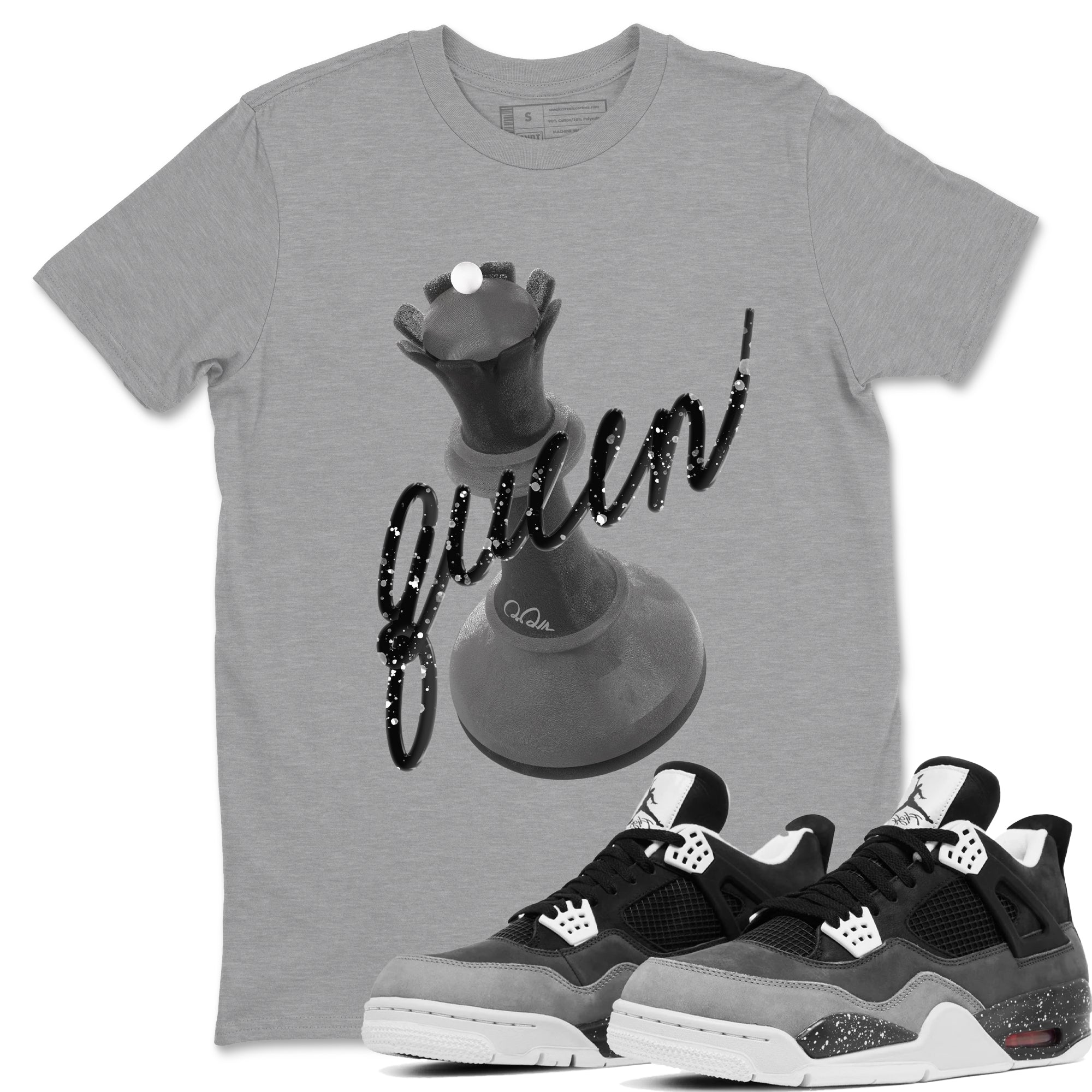 4s Fear shirts to match jordans 3D Queen sneaker match tees Air Jordan 4 Fear match shoes to clothes SNRT Sneaker Tees unisex cotton Heather Grey 1 shirts